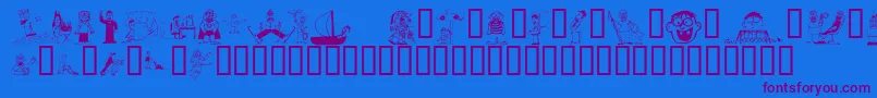 フォントKR Silly Art People – 紫色のフォント、青い背景