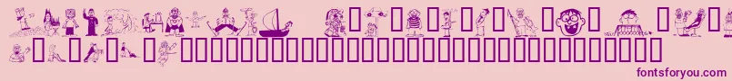 KR Silly Art People-fontti – violetit fontit vaaleanpunaisella taustalla