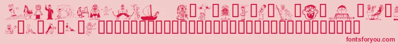 Czcionka KR Silly Art People – czerwone czcionki na różowym tle