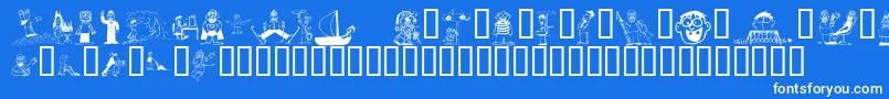 Czcionka KR Silly Art People – białe czcionki na niebieskim tle