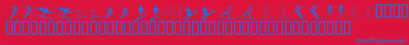 フォントKR Ski – 赤い背景に青い文字