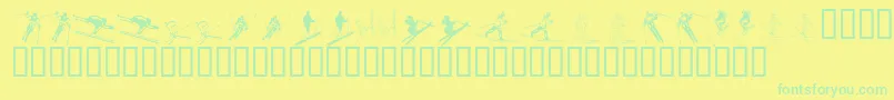KR Ski Font – Green Fonts on Yellow Background