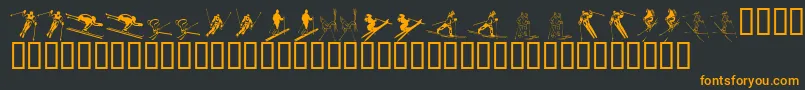 KR Ski-Schriftart – Orangefarbene Schriften auf schwarzem Hintergrund