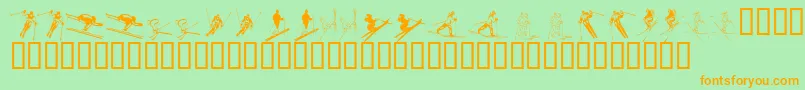 KR Ski Font – Orange Fonts on Green Background