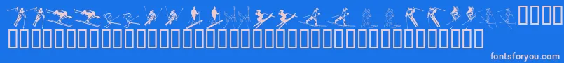 KR Ski Font – Pink Fonts on Blue Background