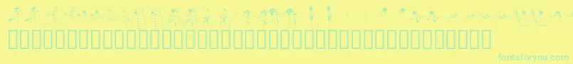 フォントKR Snow People – 黄色い背景に緑の文字
