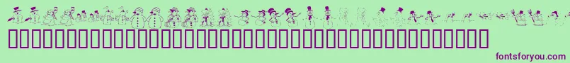 KR Snow People-fontti – violetit fontit vihreällä taustalla