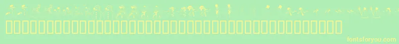 KR Snow People Font – Yellow Fonts on Green Background