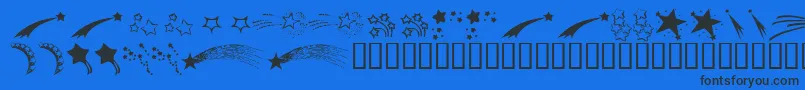 KR Starry Eyed-Schriftart – Schwarze Schriften auf blauem Hintergrund