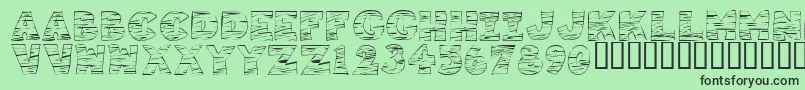 KR Tigrrr-fontti – mustat fontit vihreällä taustalla