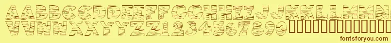 KR Tigrrr-fontti – ruskeat fontit keltaisella taustalla