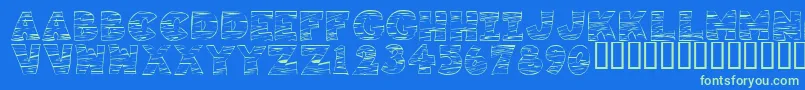 KR Tigrrr Font – Green Fonts on Blue Background
