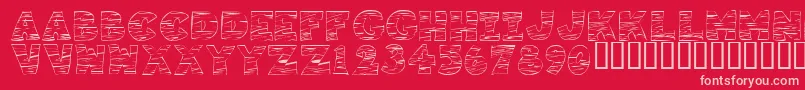 KR Tigrrr-Schriftart – Rosa Schriften auf rotem Hintergrund