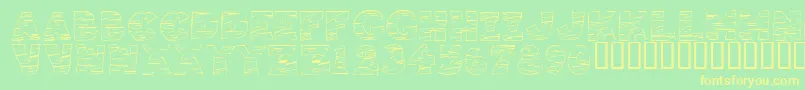 フォントKR Tigrrr – 黄色の文字が緑の背景にあります