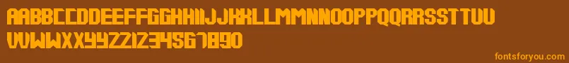 フォントTups000 – オレンジ色の文字が茶色の背景にあります。
