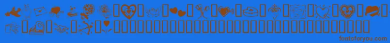 フォントKR Valentine 2003 – 茶色の文字が青い背景にあります。