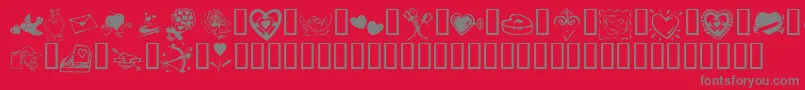 Czcionka KR Valentine 2003 – szare czcionki na czerwonym tle