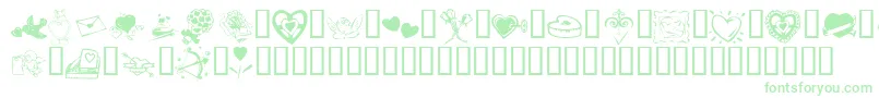 フォントKR Valentine 2003 – 白い背景に緑のフォント