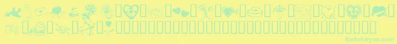 KR Valentine 2003 Font – Green Fonts on Yellow Background
