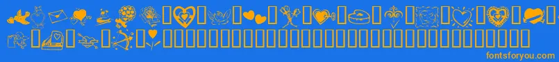 KR Valentine 2003-Schriftart – Orangefarbene Schriften auf blauem Hintergrund