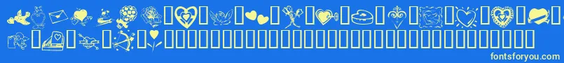 KR Valentine 2003 Font – Yellow Fonts on Blue Background