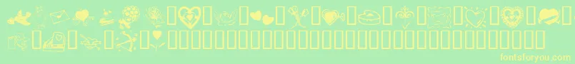 KR Valentine 2003 Font – Yellow Fonts on Green Background