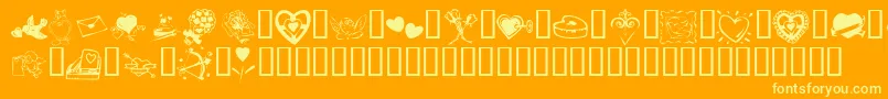 KR Valentine 2003-Schriftart – Gelbe Schriften auf orangefarbenem Hintergrund