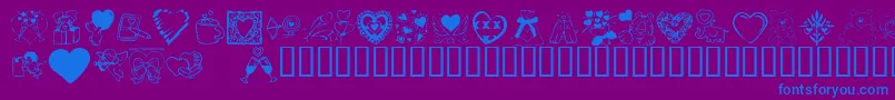 KR Valentine Dings 2002-Schriftart – Blaue Schriften auf violettem Hintergrund