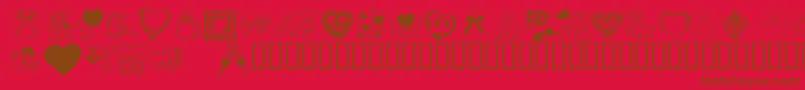 KR Valentine Dings 2002-Schriftart – Braune Schriften auf rotem Hintergrund