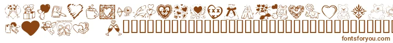 フォントKR Valentine Dings 2002 – 白い背景に茶色のフォント