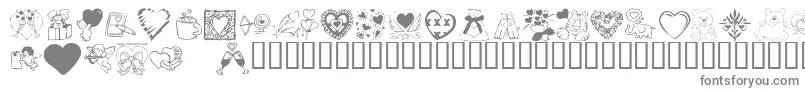 フォントKR Valentine Dings 2002 – 白い背景に灰色の文字