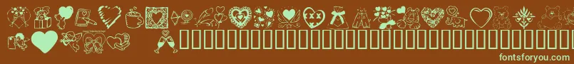 KR Valentine Dings 2002-fontti – vihreät fontit ruskealla taustalla