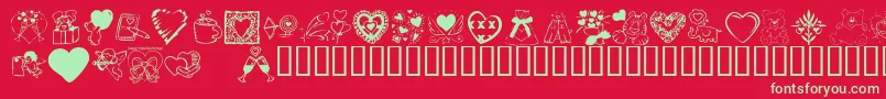 Police KR Valentine Dings 2002 – polices vertes sur fond rouge