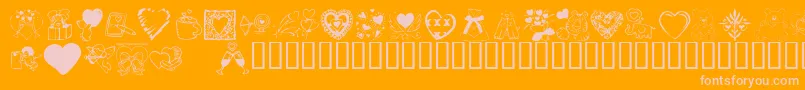 KR Valentine Dings 2002-Schriftart – Rosa Schriften auf orangefarbenem Hintergrund