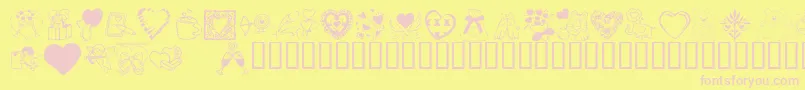 KR Valentine Dings 2002-fontti – vaaleanpunaiset fontit keltaisella taustalla