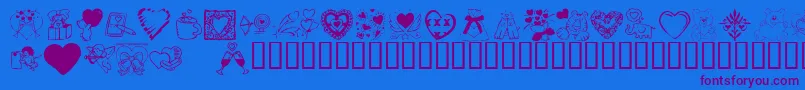 KR Valentine Dings 2002-Schriftart – Violette Schriften auf blauem Hintergrund