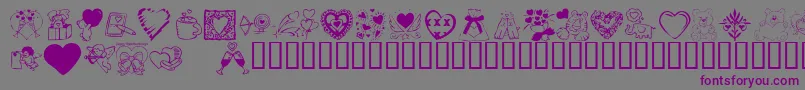 KR Valentine Dings 2002-fontti – violetit fontit harmaalla taustalla