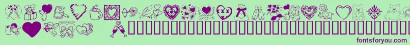 Police KR Valentine Dings 2002 – polices violettes sur fond vert
