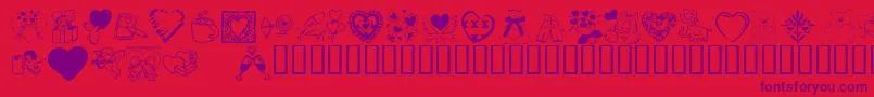 KR Valentine Dings 2002-Schriftart – Violette Schriften auf rotem Hintergrund