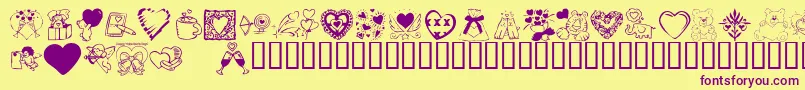 Fonte KR Valentine Dings 2002 – fontes roxas em um fundo amarelo