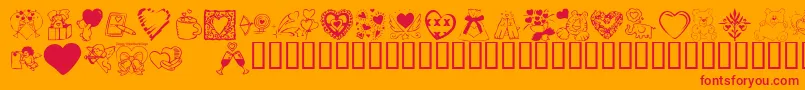 KR Valentine Dings 2002-fontti – punaiset fontit oranssilla taustalla