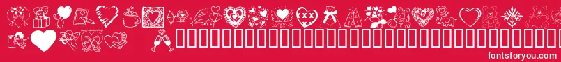 フォントKR Valentine Dings 2002 – 赤い背景に白い文字