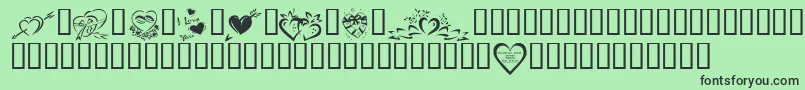 KR Valentines 2006 Four Font – Black Fonts on Green Background