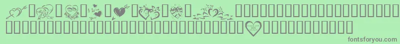 KR Valentines 2006 Four Font – Gray Fonts on Green Background