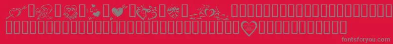 KR Valentines 2006 Four-Schriftart – Graue Schriften auf rotem Hintergrund