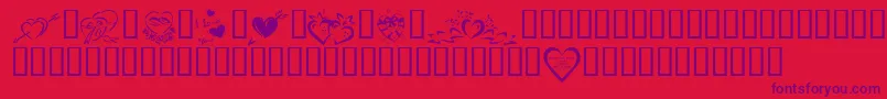 KR Valentines 2006 Four-Schriftart – Violette Schriften auf rotem Hintergrund