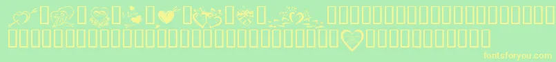 KR Valentines 2006 Four Font – Yellow Fonts on Green Background