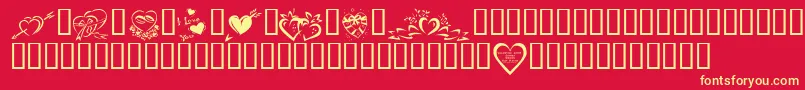 KR Valentines 2006 Four-Schriftart – Gelbe Schriften auf rotem Hintergrund