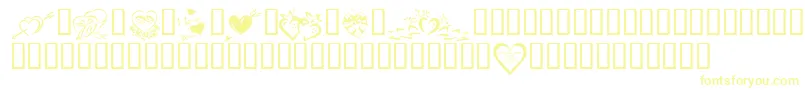 KR Valentines 2006 Four Font – Yellow Fonts on White Background