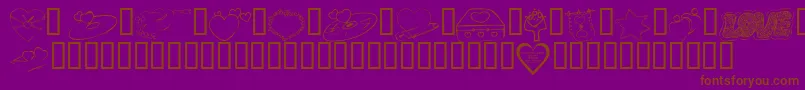 KR Valentines 2006 Seven-Schriftart – Braune Schriften auf violettem Hintergrund